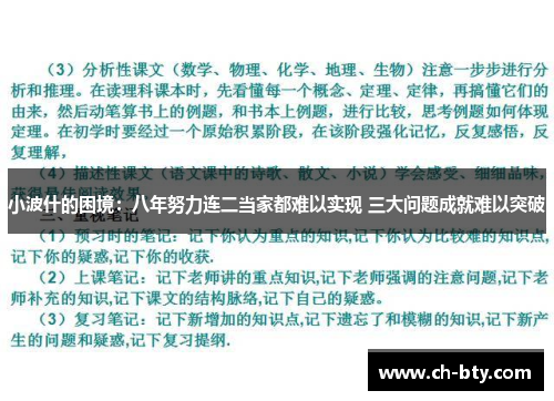 小波什的困境：八年努力连二当家都难以实现 三大问题成就难以突破