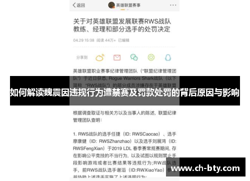 如何解读魏震因违规行为遭禁赛及罚款处罚的背后原因与影响